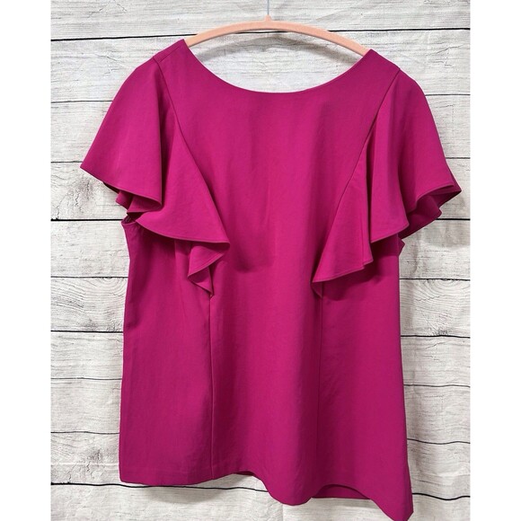 New Banana Republic Size 14 Fuchsia Pink Flutter Sleeve Blouse Top Shirt NWT - Picture 1 of 7